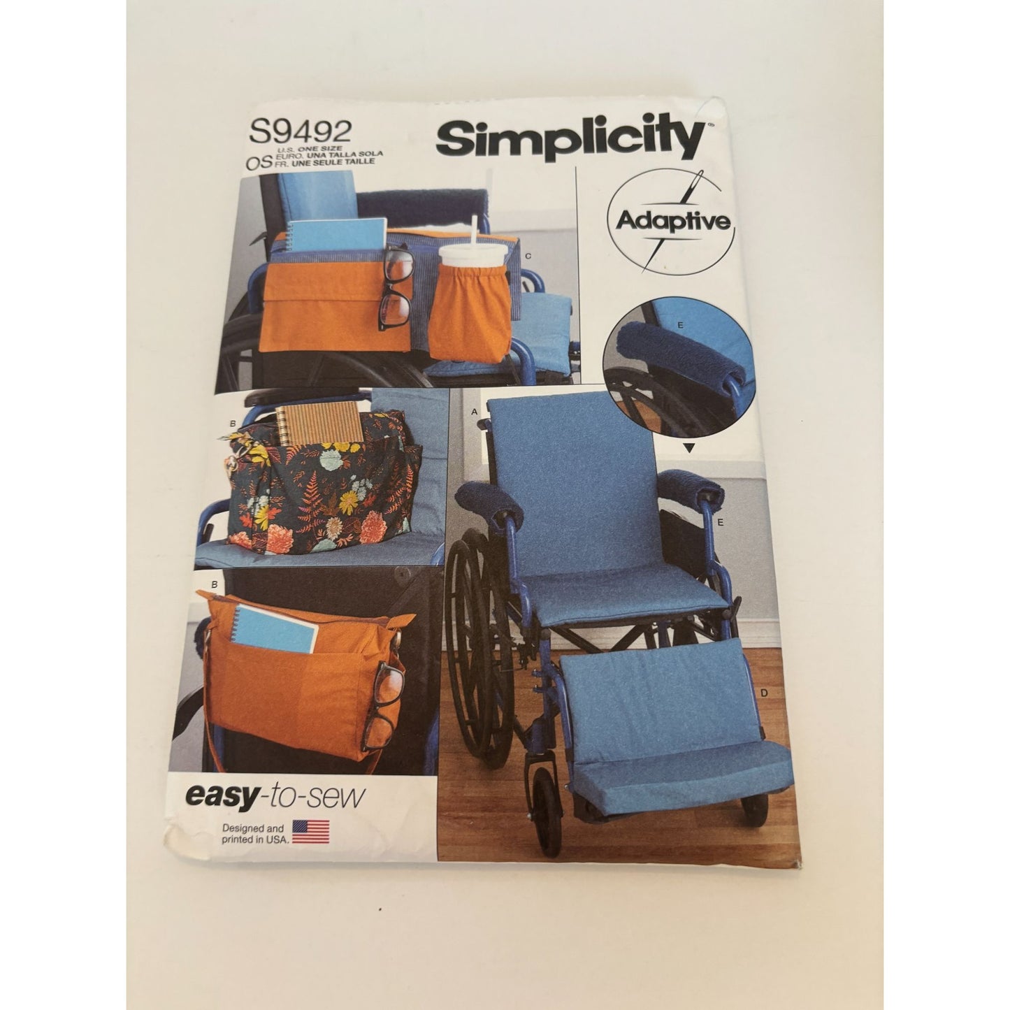 Simplicity Sewing Pattern S9492 Adaptive Wheelchair Seat Cushion Organizer Bag
