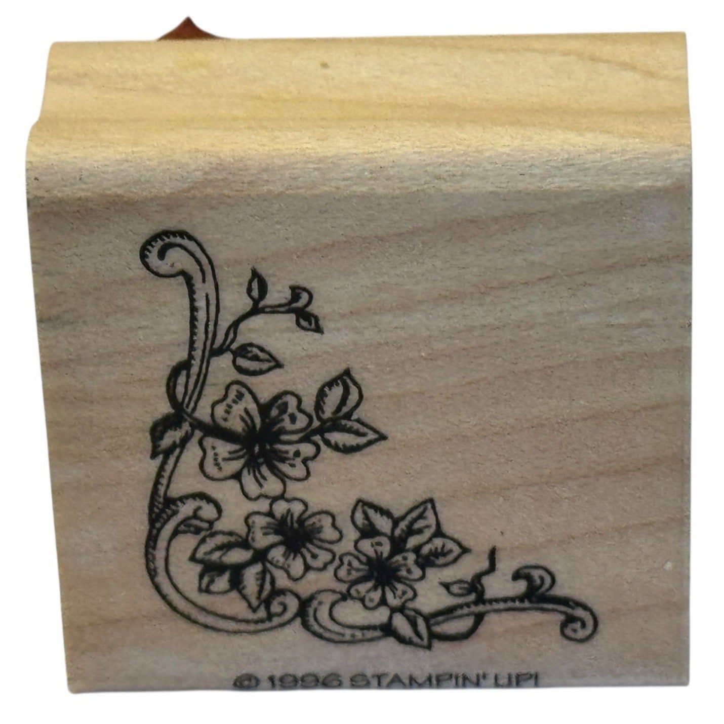 Stampin Up Wooden Rubber Stamp Floral Corner Flowers Card Making Crafting Tool