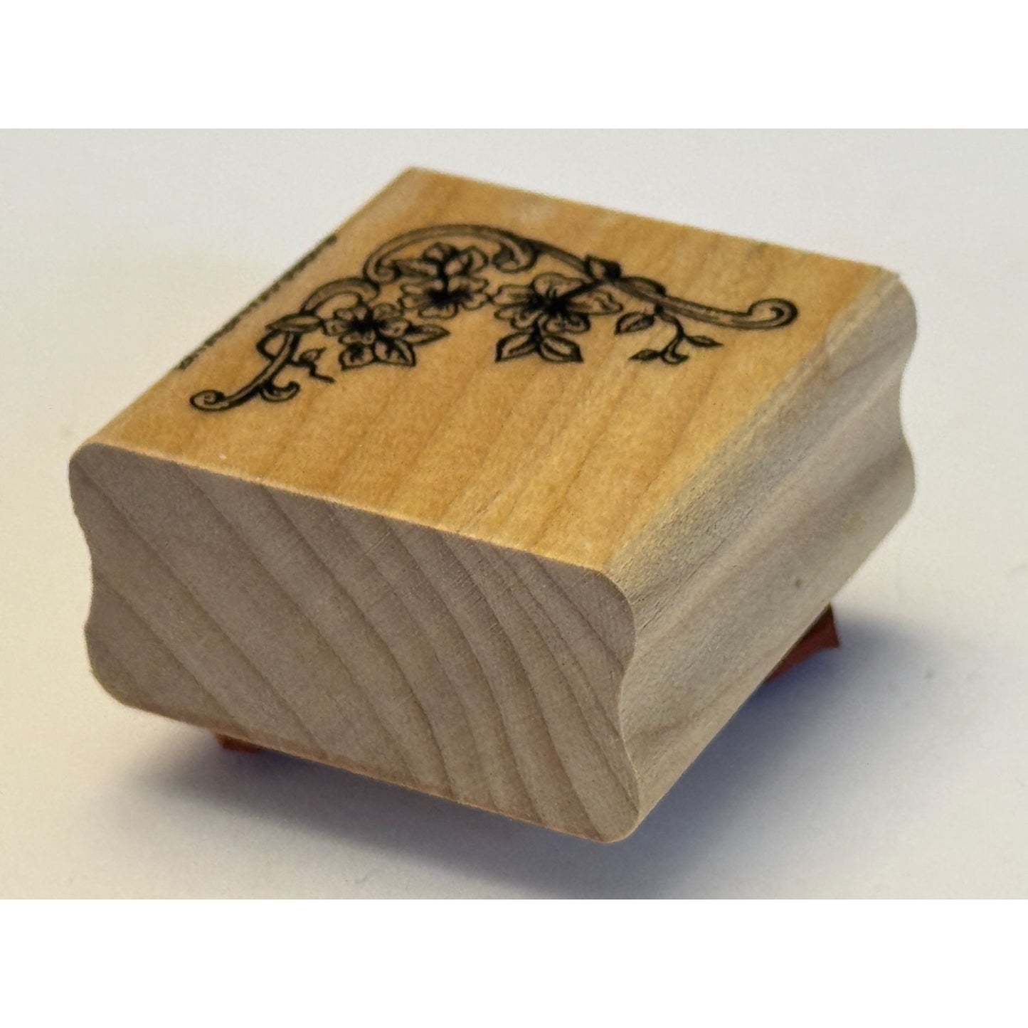 Stampin Up Wooden Rubber Stamp Floral Corner Flowers Card Making Crafting Tool