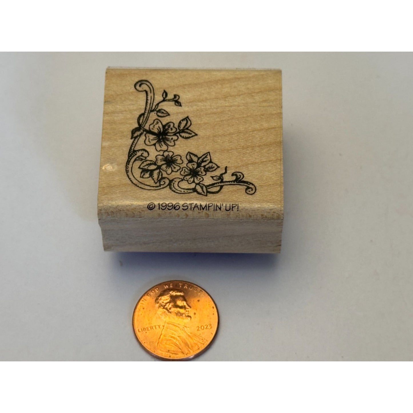 Stampin Up Wooden Rubber Stamp Floral Corner Flowers Card Making Crafting Tool
