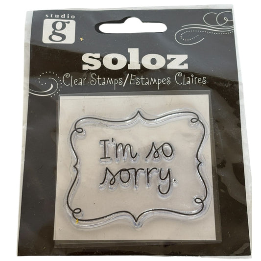 Studio G Soloz Clear Stamp I Am So Sorry Apology Sympathy Card Words Sentiment