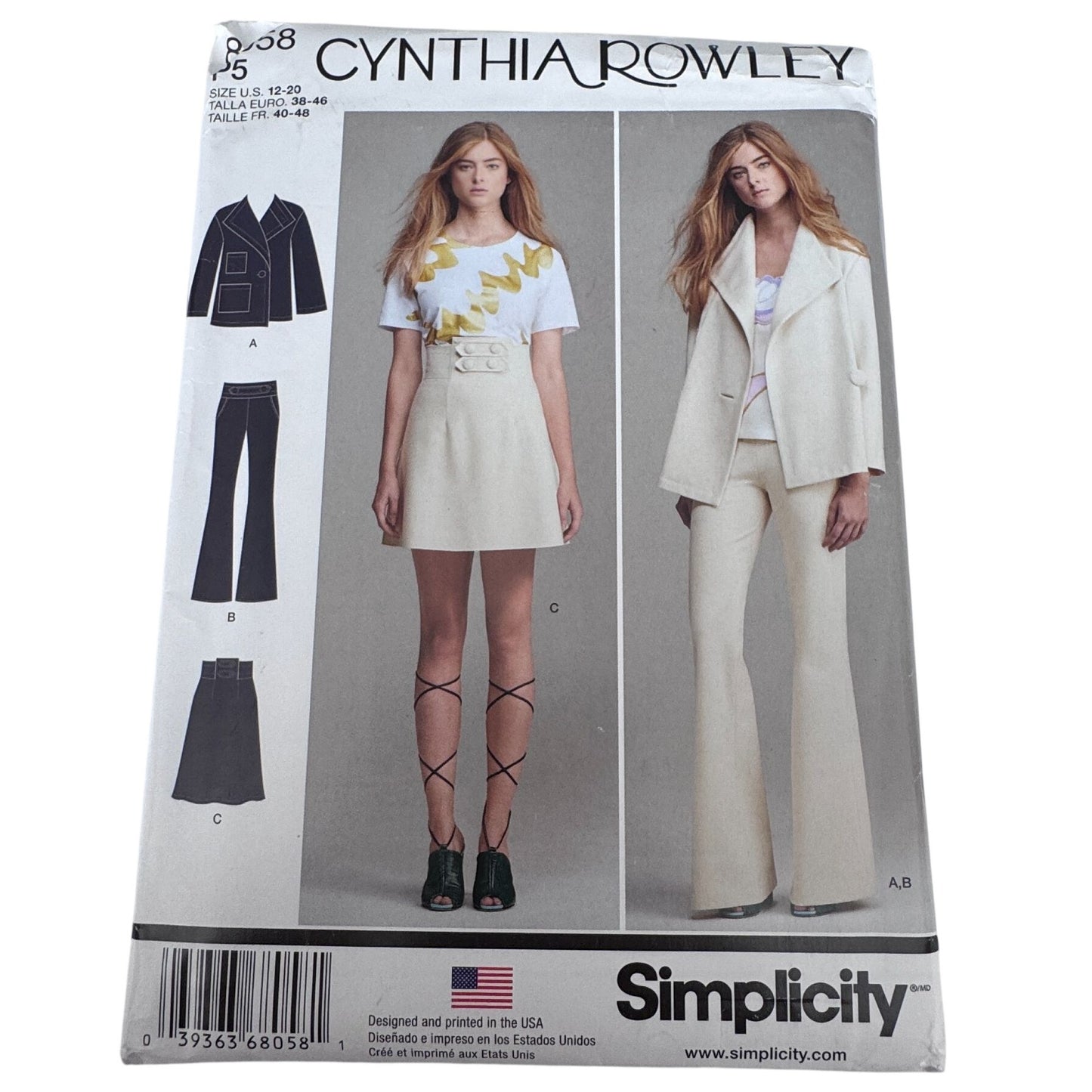 Simplicity Sewing Pattern 8058 Work Suit  Jacket Pants Skirt Modern Chic Wardrobe 12-20 Uncut