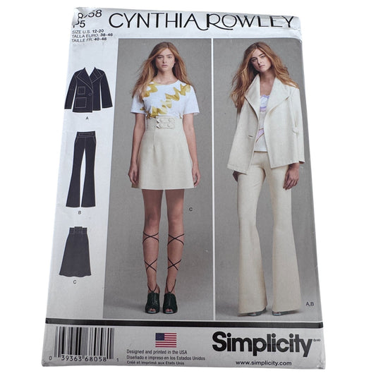 Simplicity Sewing Pattern 8058 Work Suit  Jacket Pants Skirt Modern Chic Wardrobe 12-20 Uncut