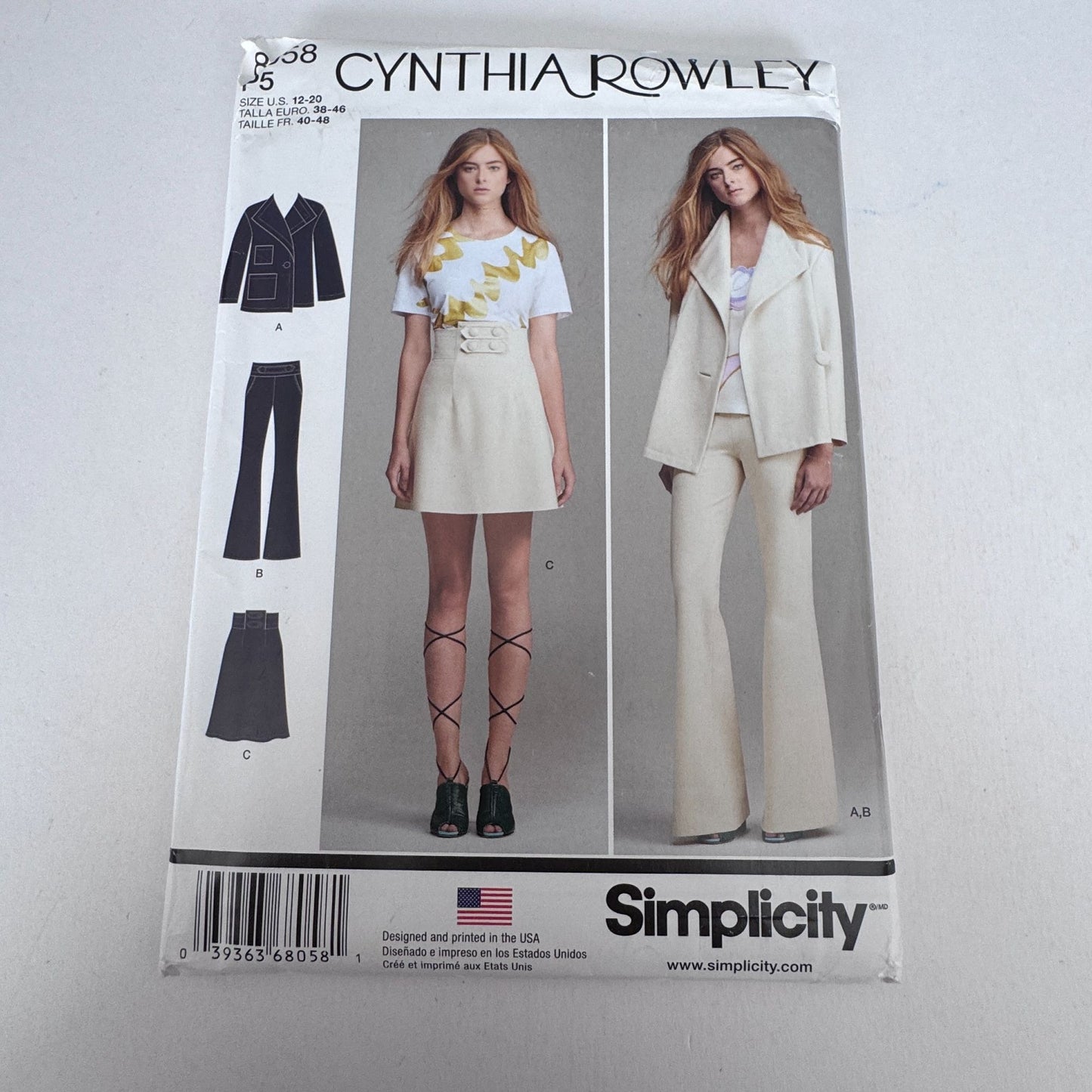 Simplicity Sewing Pattern 8058 Work Suit  Jacket Pants Skirt Modern Chic Wardrobe 12-20 Uncut