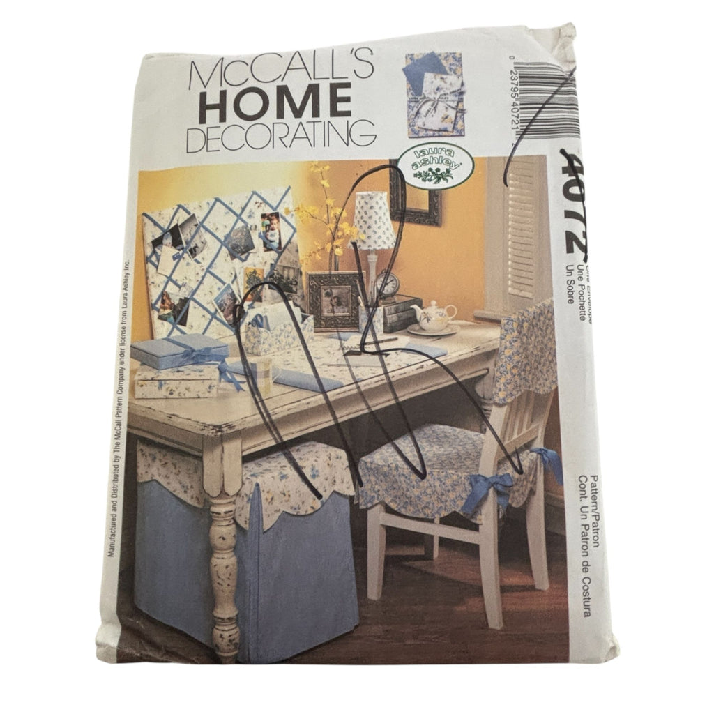 McCalls Home Decor Sewing Pattern 4072 Home Office Chair Desk Laura Ashley Uncut