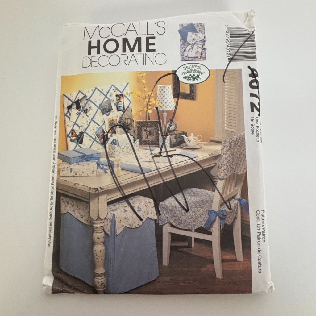 McCalls Home Decor Sewing Pattern 4072 Home Office Chair Desk Laura Ashley Uncut