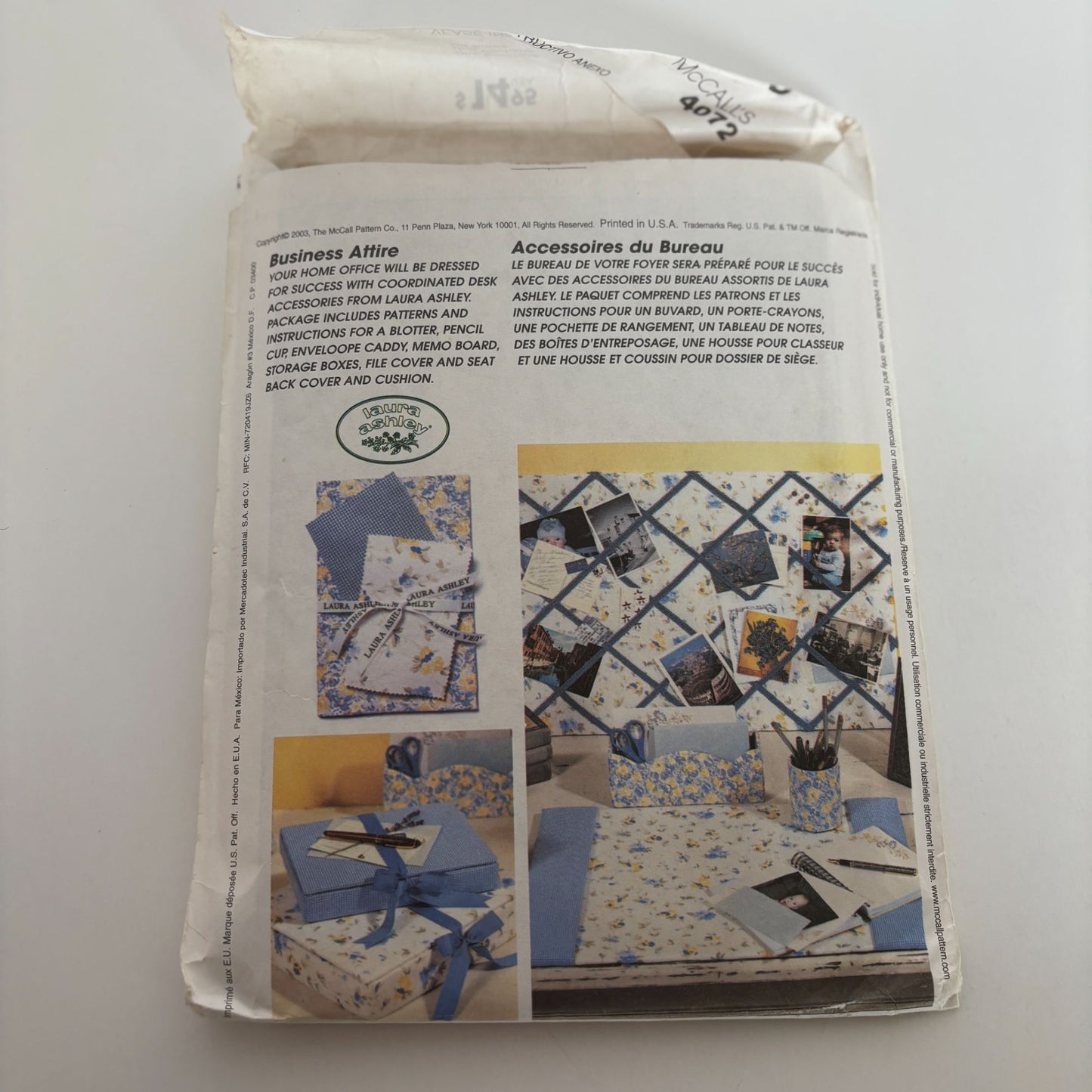 McCalls Home Decor Sewing Pattern 4072 Home Office Chair Desk Laura Ashley Uncut