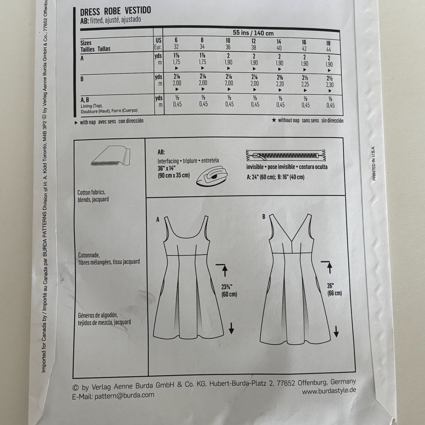 Burda Young Sewing Pattern 6536 Fit Flare Dress Sundress Modern Feminine 6-18 Uncut