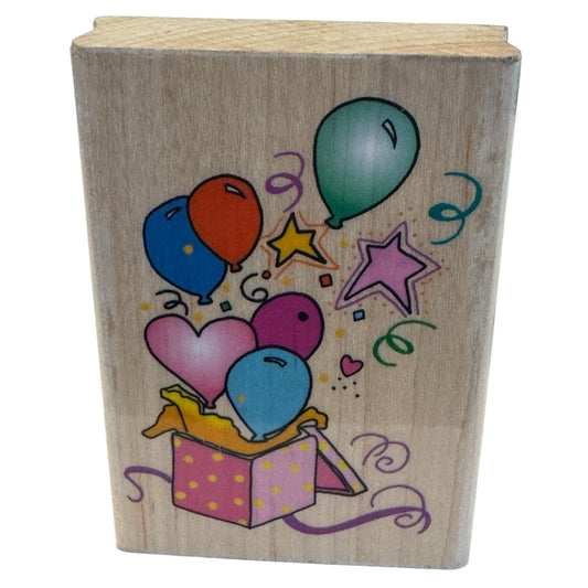 Inkadinkado Rubber Stamp Birthday Celebration Balloons Gift Box Celebration Cardmaking Craft