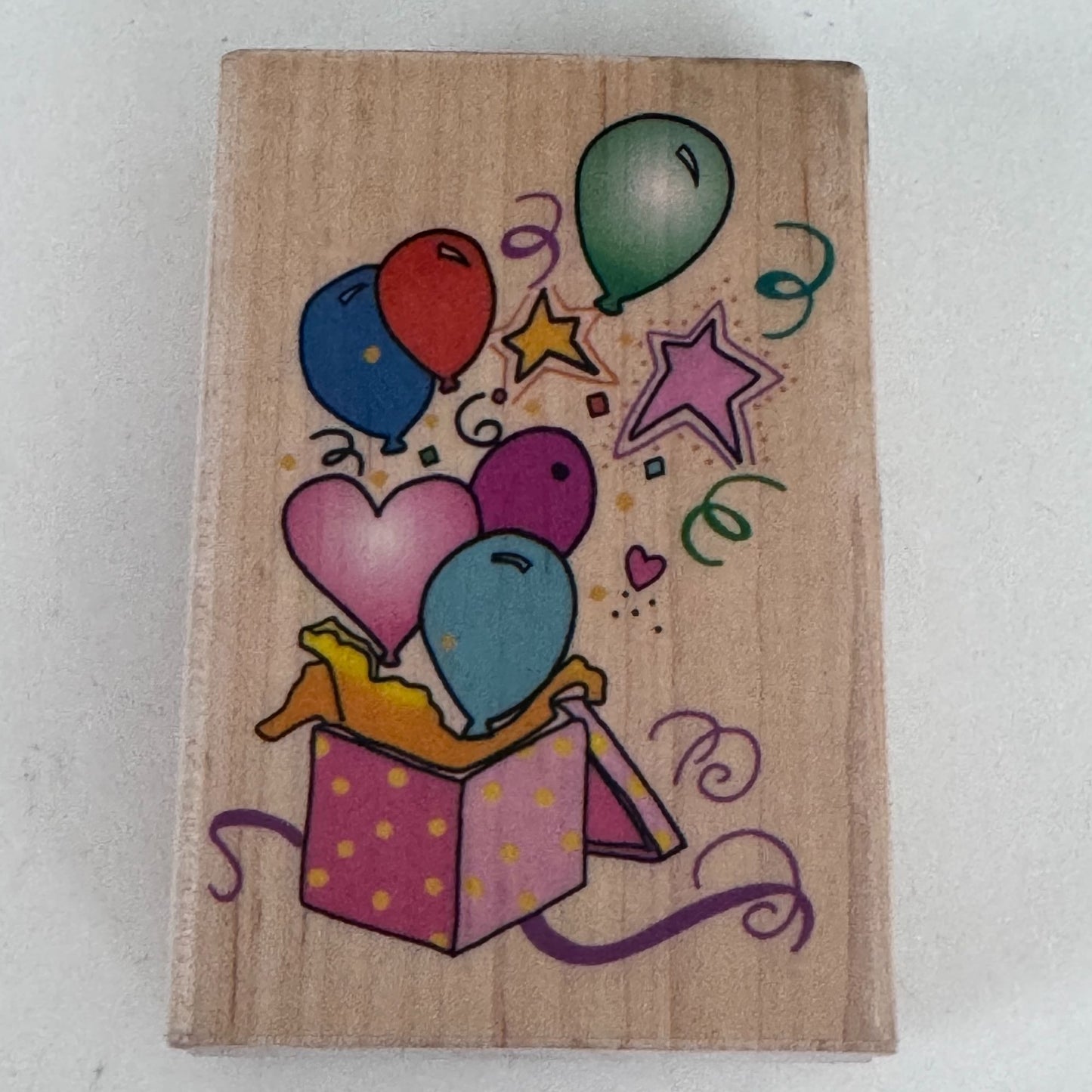 Inkadinkado Rubber Stamp Birthday Celebration Balloons Gift Box Celebration Cardmaking Craft