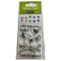 Hero Arts Sparkle Clear Stamp Set Hello Birdie with Flower Embellishments Craft Cardmaking Scrapbooking