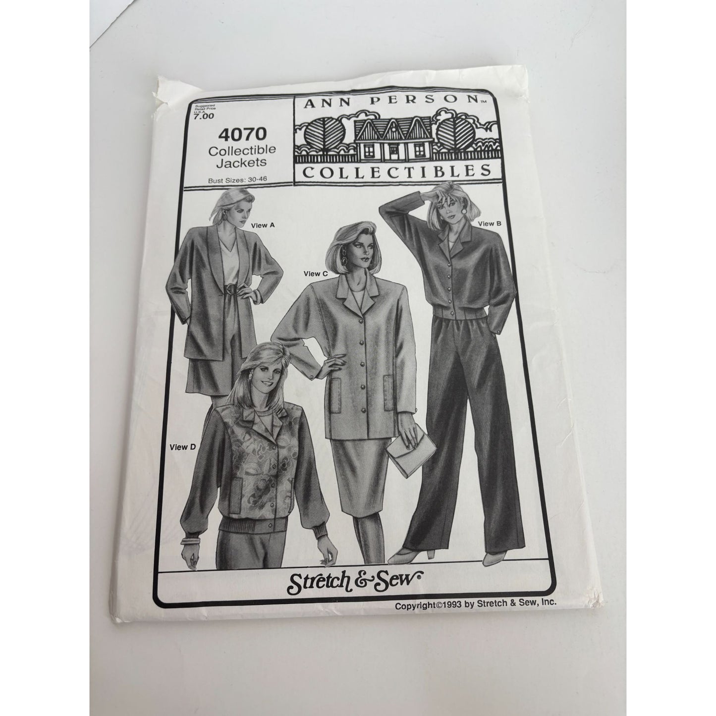 Stretch and Sew Sewing Pattern 4070 Jacket Dolman Sleeves Blazer Bust 30-46 UC