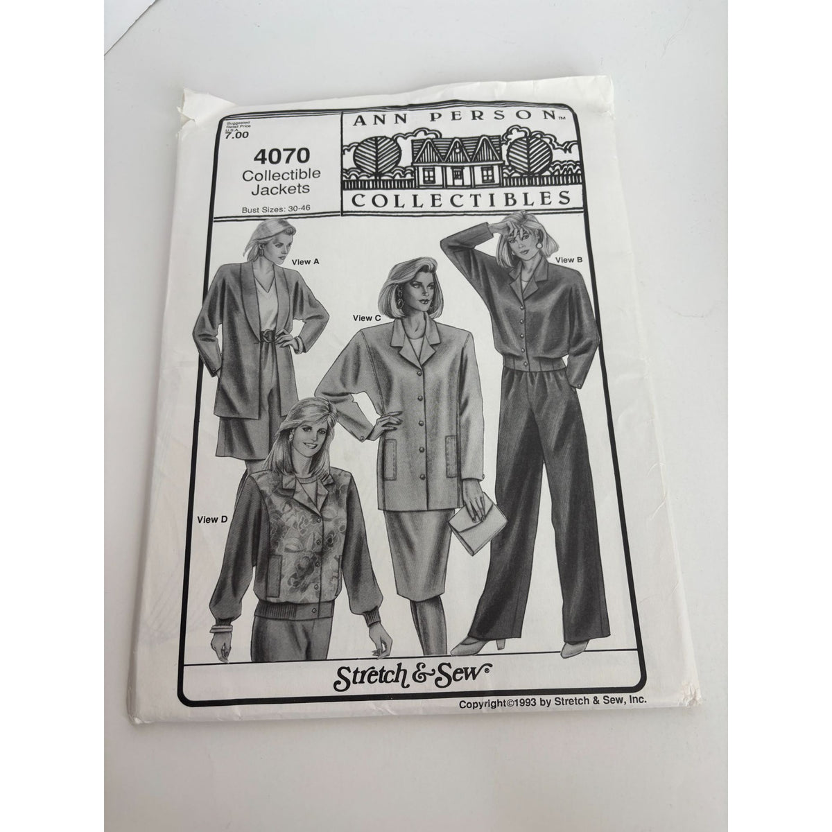Stretch and Sew Sewing Pattern 4070 Jacket Dolman Sleeves Blazer Bust 30-46 UC