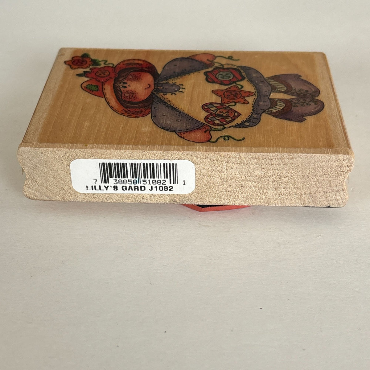 Stamp Affair Rubber Stamp Lillys Garden Girl with Hearts Folk Art Cottagecore Cardmaking Buttons