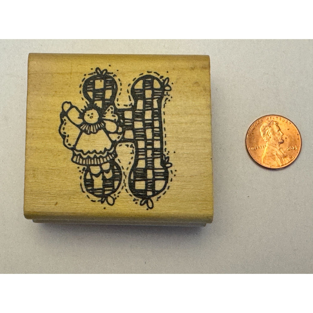 Hooks Lines and Inkers Rubber Stamp Alphabet Letter H Doll Initial Card Making