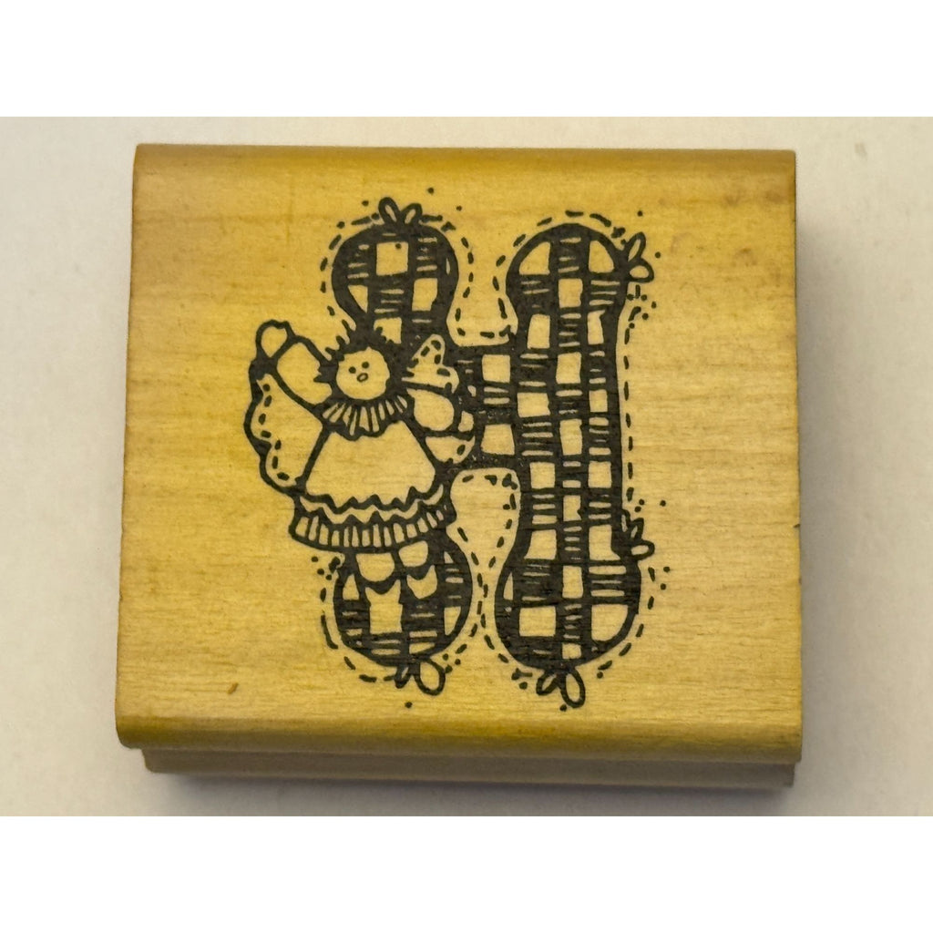 Hooks Lines and Inkers Rubber Stamp Alphabet Letter H Doll Initial Card Making