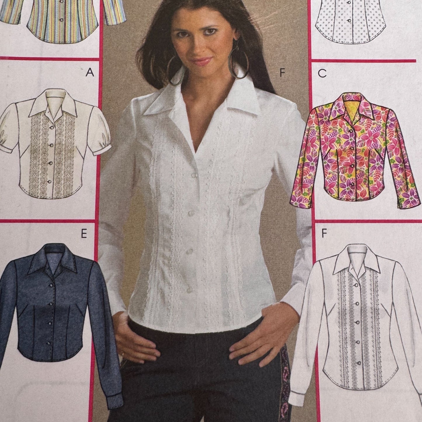 McCalls Sewing Pattern M5138 Fitted Button Down Shirt Tailored Blouse Workwear Top 14-20 Uncut