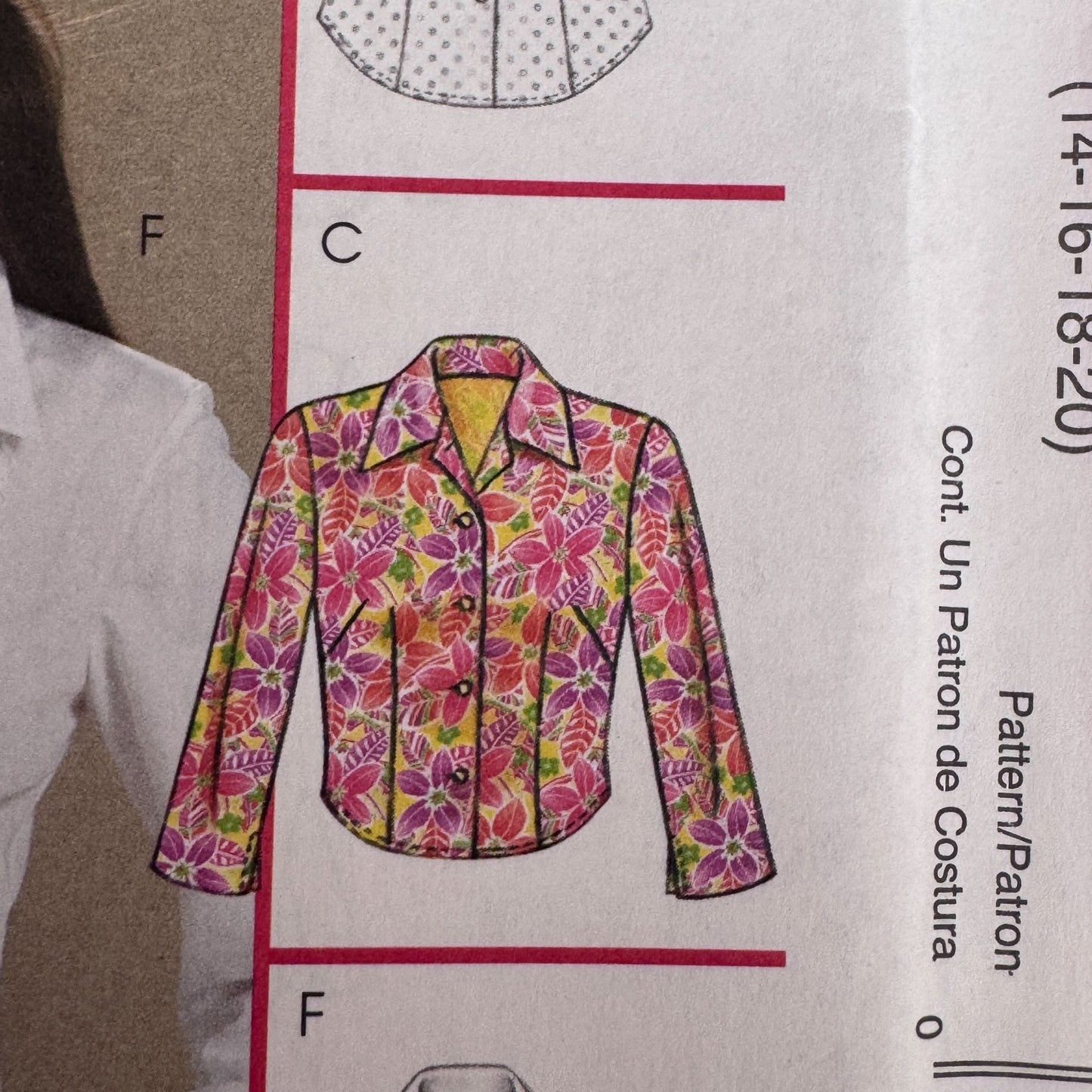 McCalls Sewing Pattern M5138 Fitted Button Down Shirt Tailored Blouse Workwear Top 14-20 Uncut