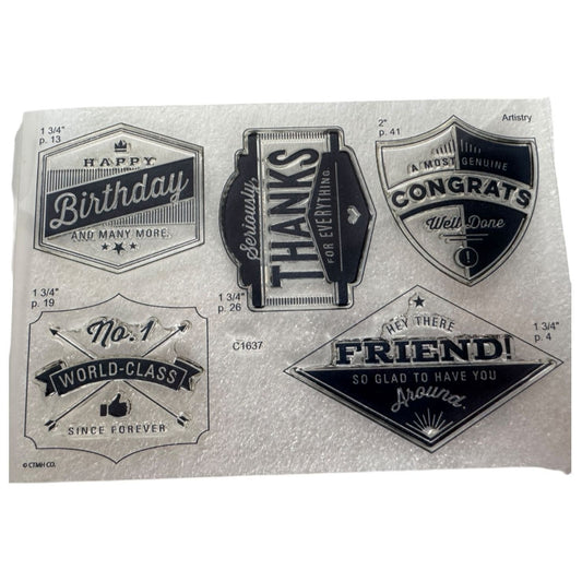 CTMH My Acrylix Acrylic Stamp Set Stamps of Approval Congrats Thanks Birthday