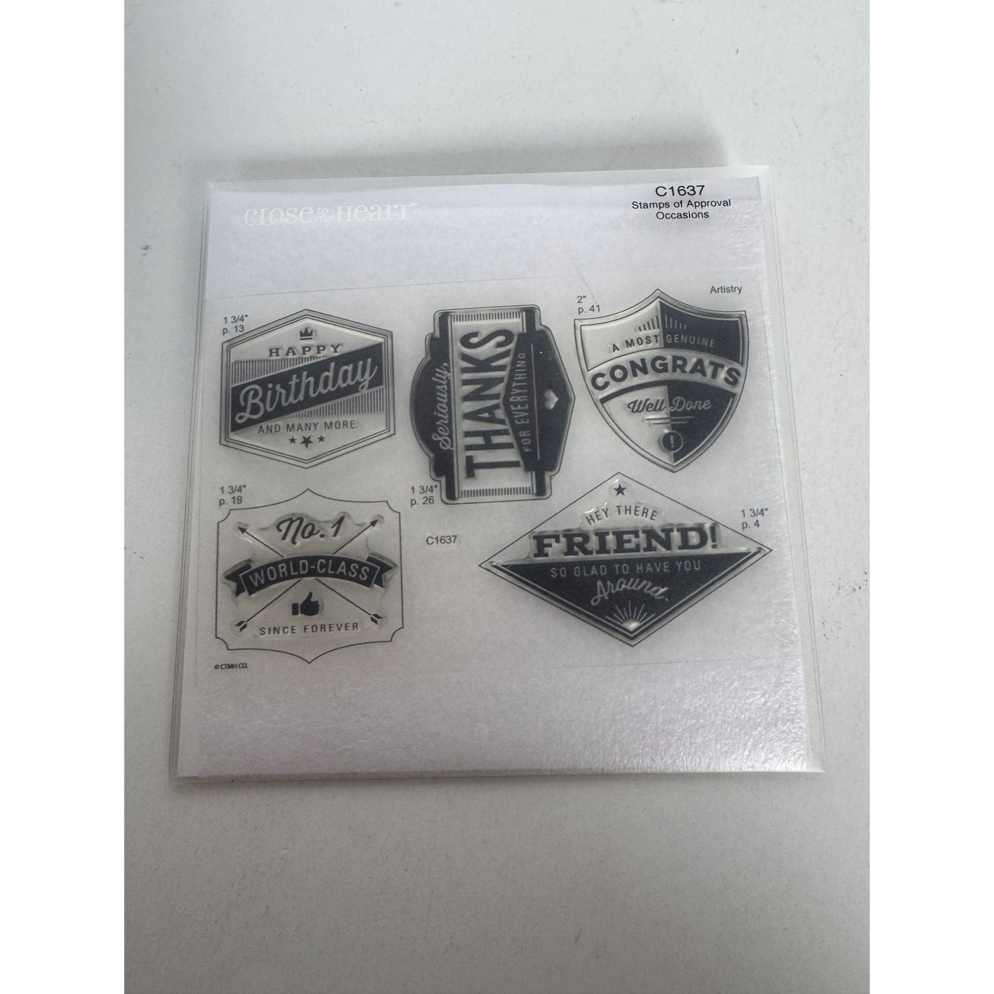 CTMH My Acrylix Acrylic Stamp Set Stamps of Approval Congrats Thanks Birthday