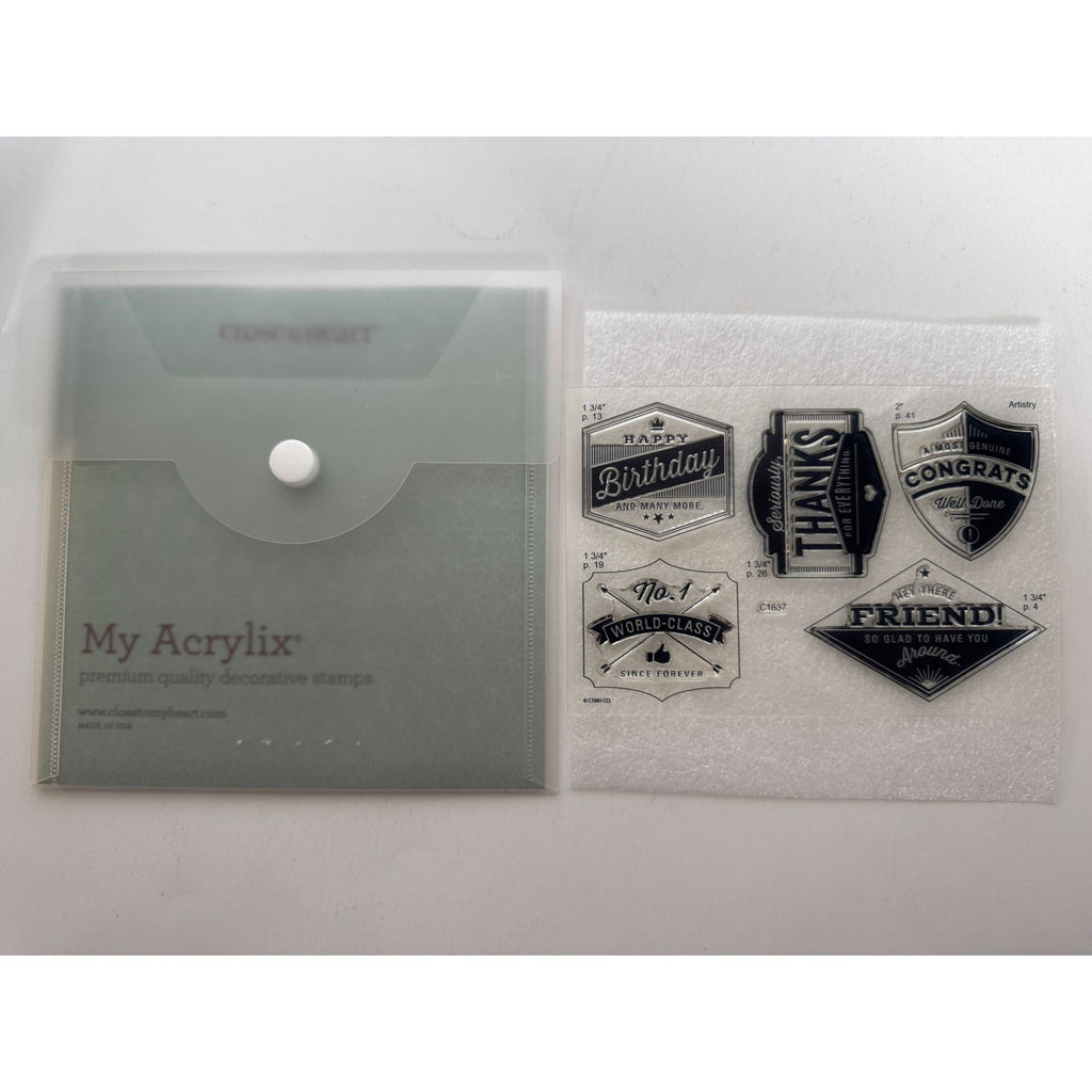 CTMH My Acrylix Acrylic Stamp Set Stamps of Approval Congrats Thanks Birthday