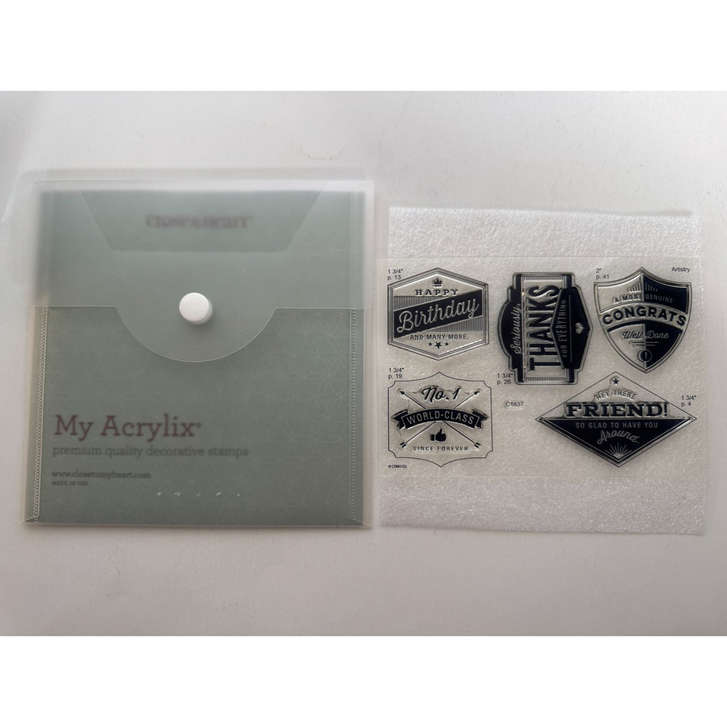 CTMH My Acrylix Acrylic Stamp Set Stamps of Approval Congrats Thanks Birthday