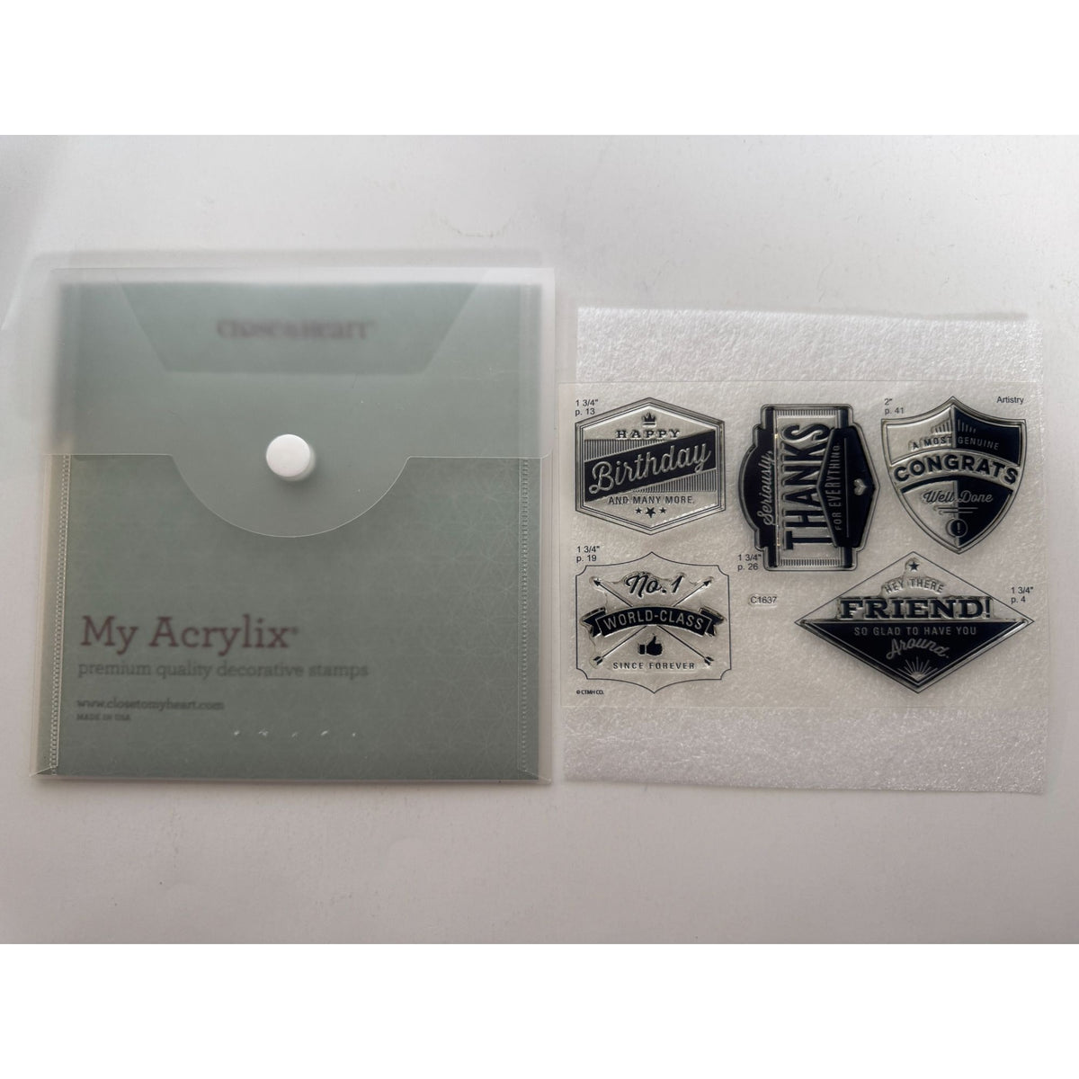 CTMH My Acrylix Acrylic Stamp Set Stamps of Approval Congrats Thanks Birthday