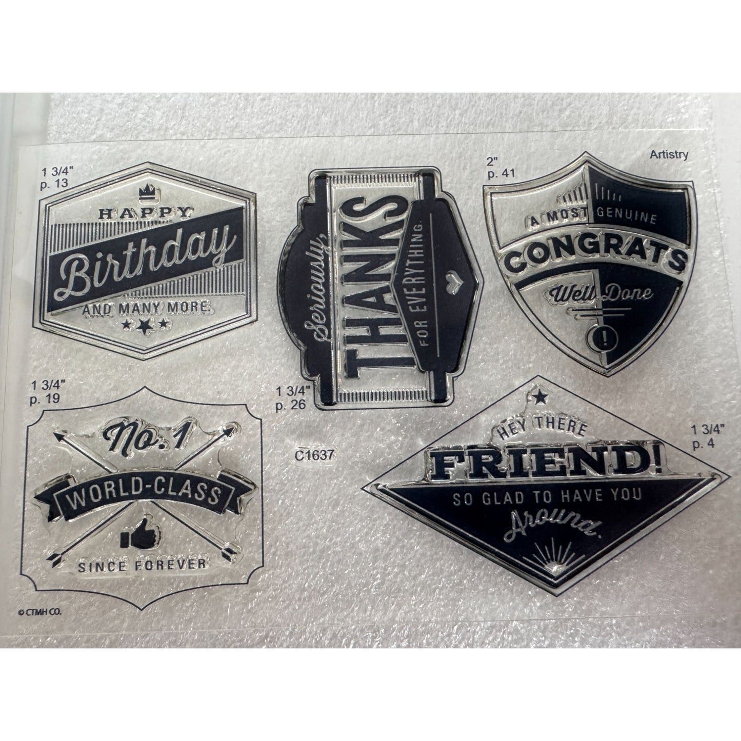 CTMH My Acrylix Acrylic Stamp Set Stamps of Approval Congrats Thanks Birthday