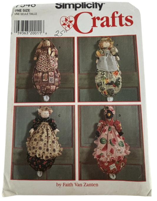 Simplicity Crafts Sewing Pattern 7548: 25" Plastic Bag Holder in Four Styles