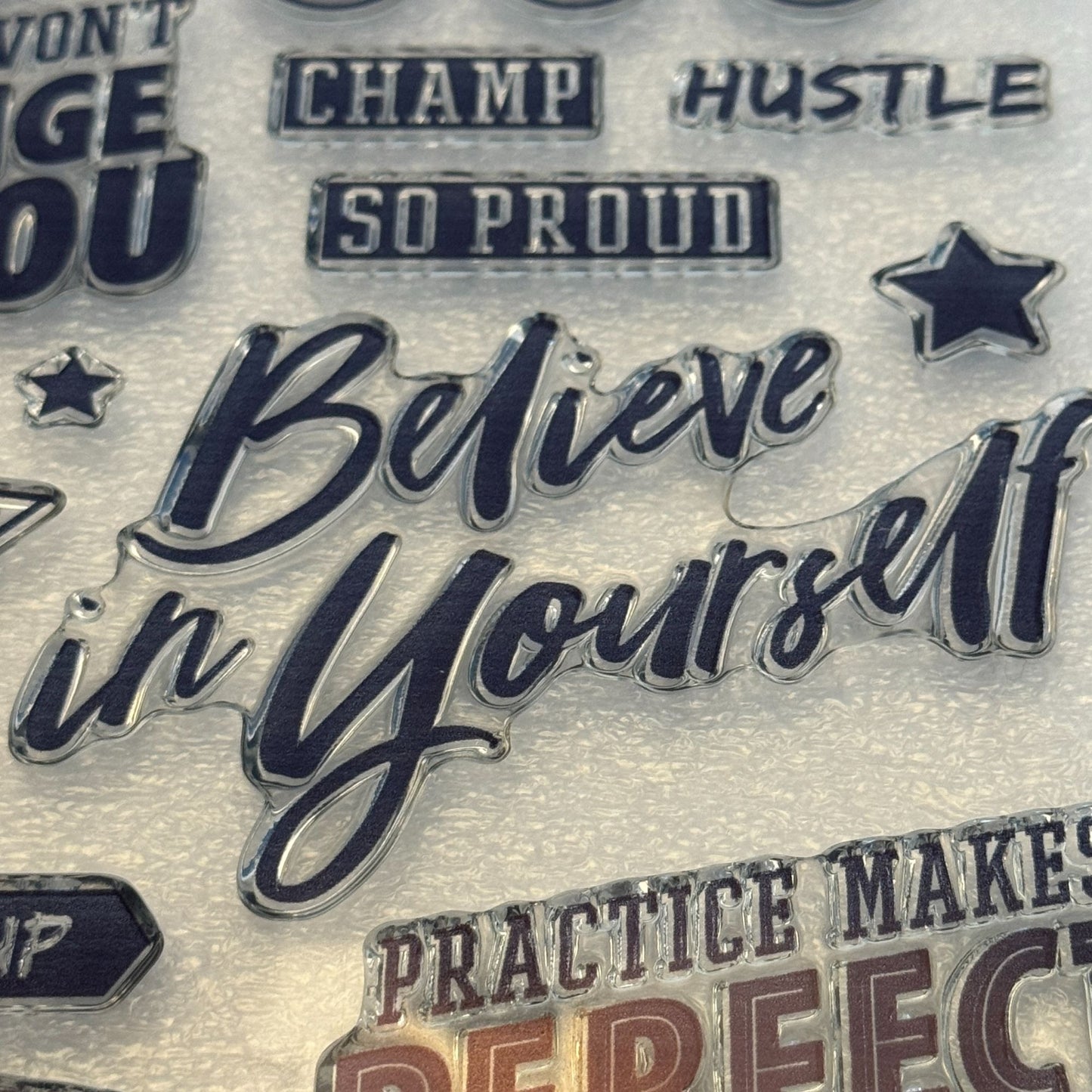 CTMH My Acrylix Acrylic Stamp Set D1854 Never Give Up Prove Them Wrong Words