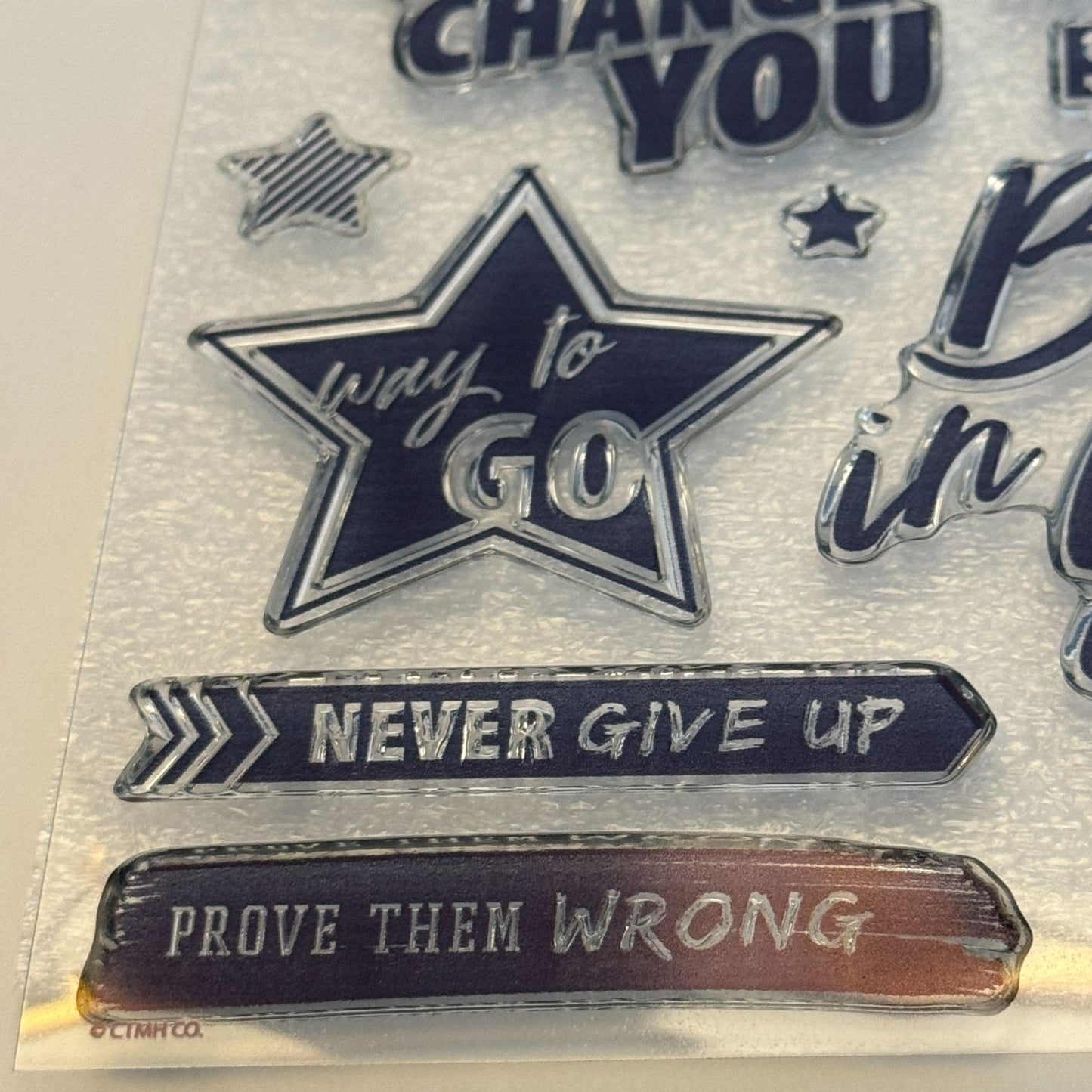 CTMH My Acrylix Acrylic Stamp Set D1854 Never Give Up Prove Them Wrong Words