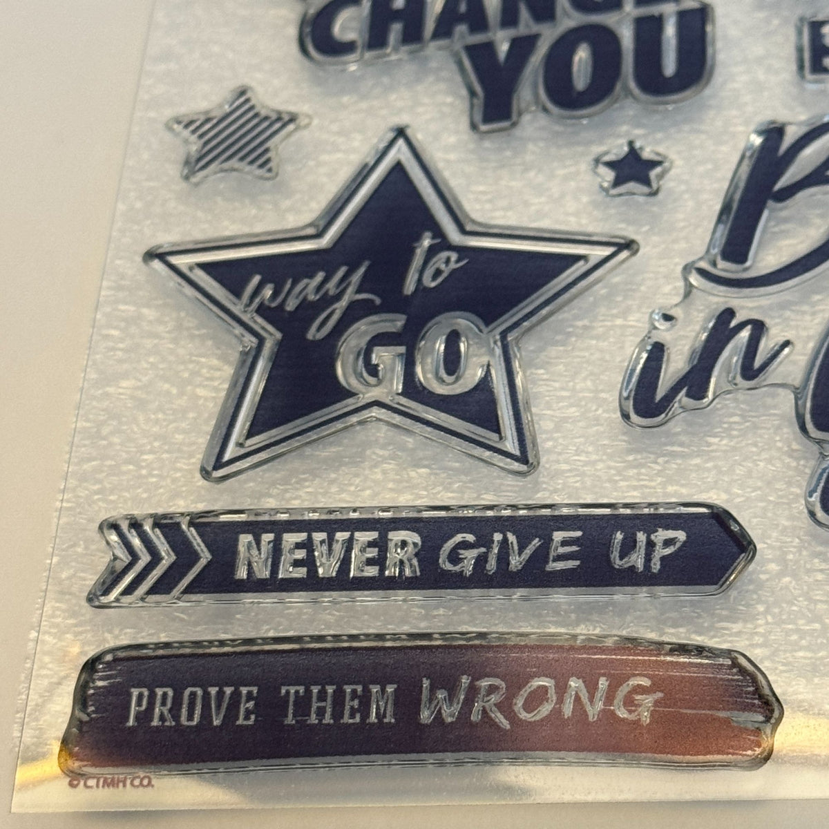 CTMH My Acrylix Acrylic Stamp Set D1854 Never Give Up Prove Them Wrong Words