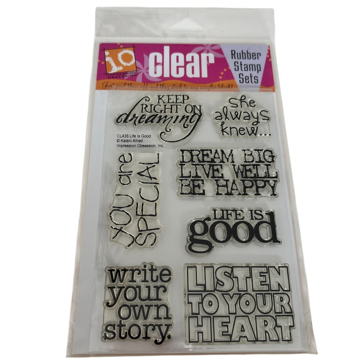 Impression Obsession Clear Stamps Rubber Set Life Is Good Inspirational Quotes Cardmaking Dream Words