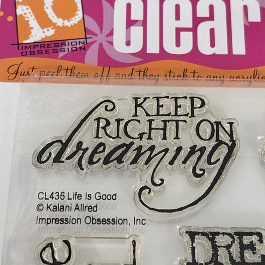 Impression Obsession Clear Stamps Rubber Set Life Is Good Inspirational Quotes Cardmaking Dream Words