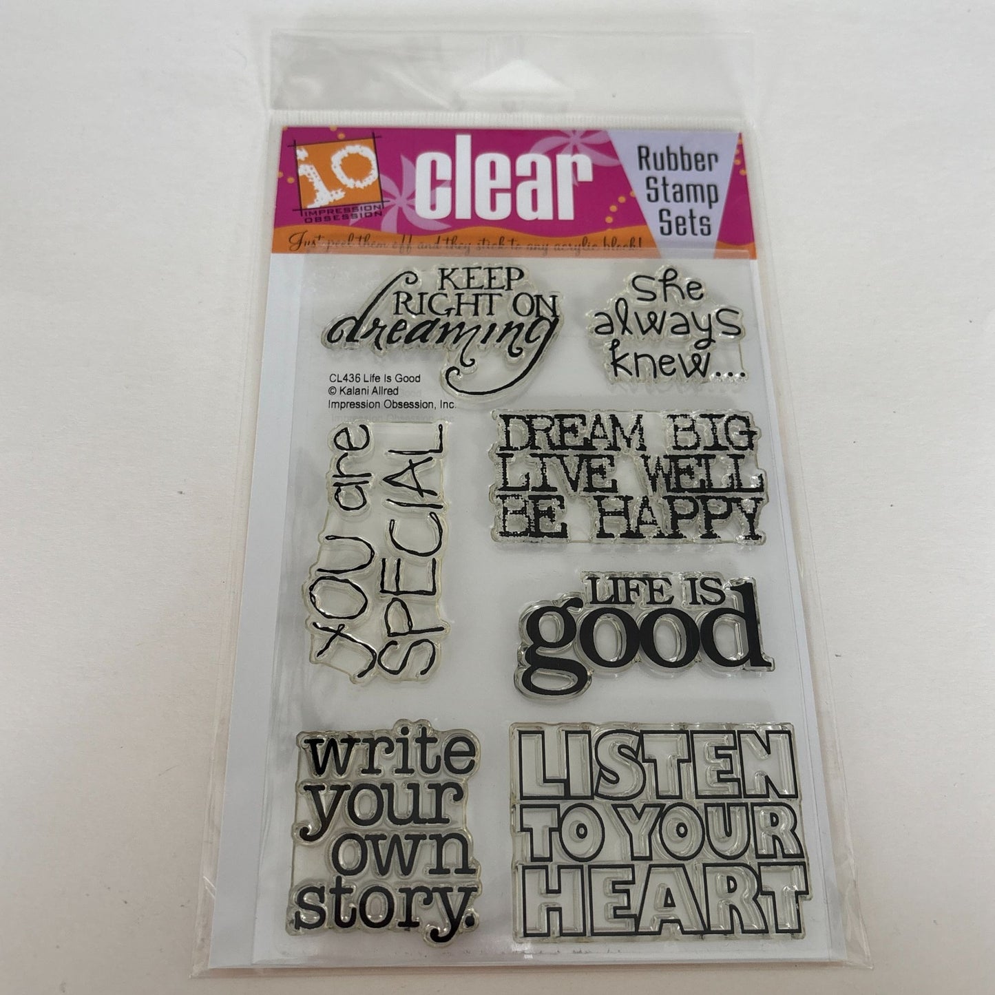 Impression Obsession Clear Stamps Rubber Set Life Is Good Inspirational Quotes Cardmaking Dream Words