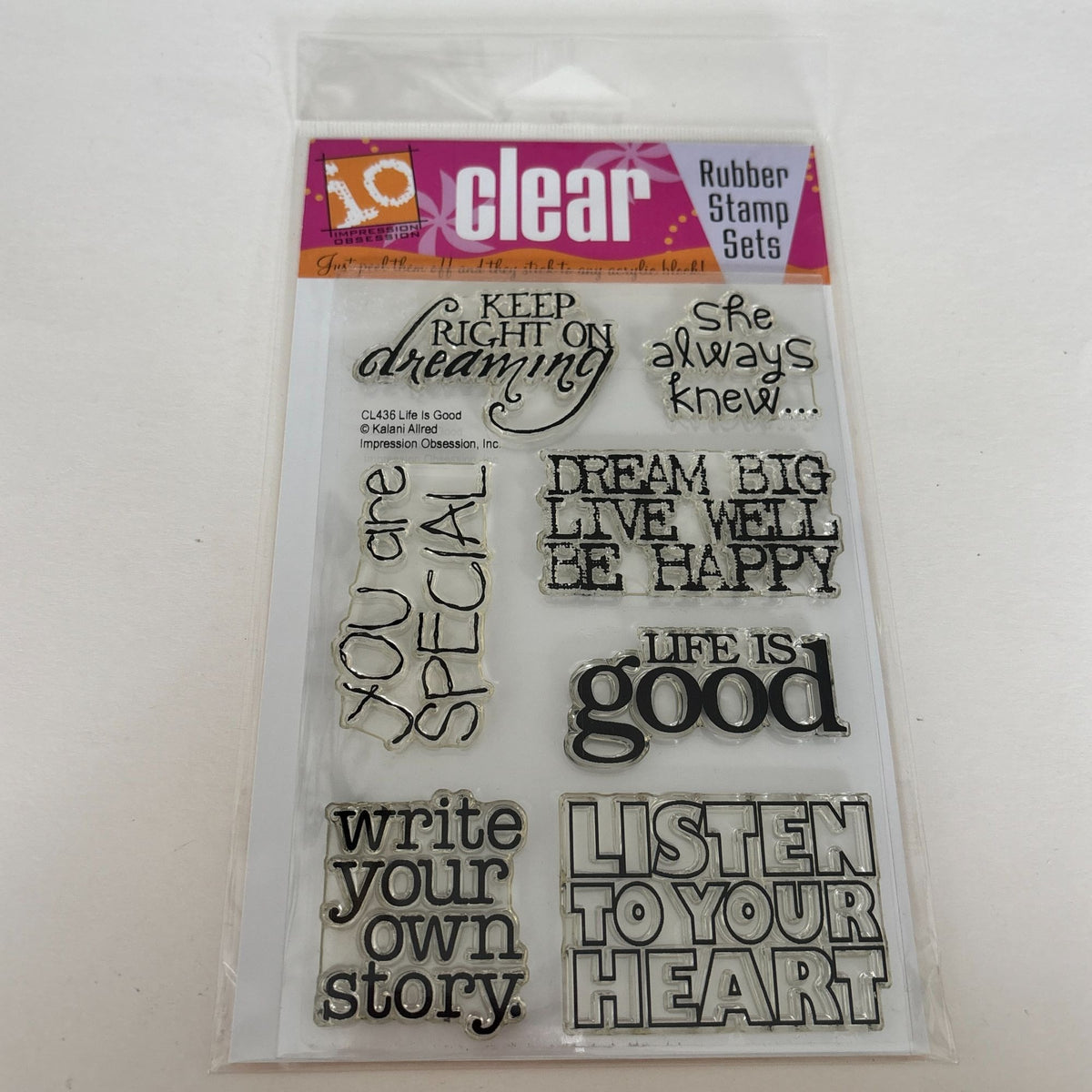 Impression Obsession Clear Stamps Rubber Set Life Is Good Inspirational Quotes Cardmaking Dream Words