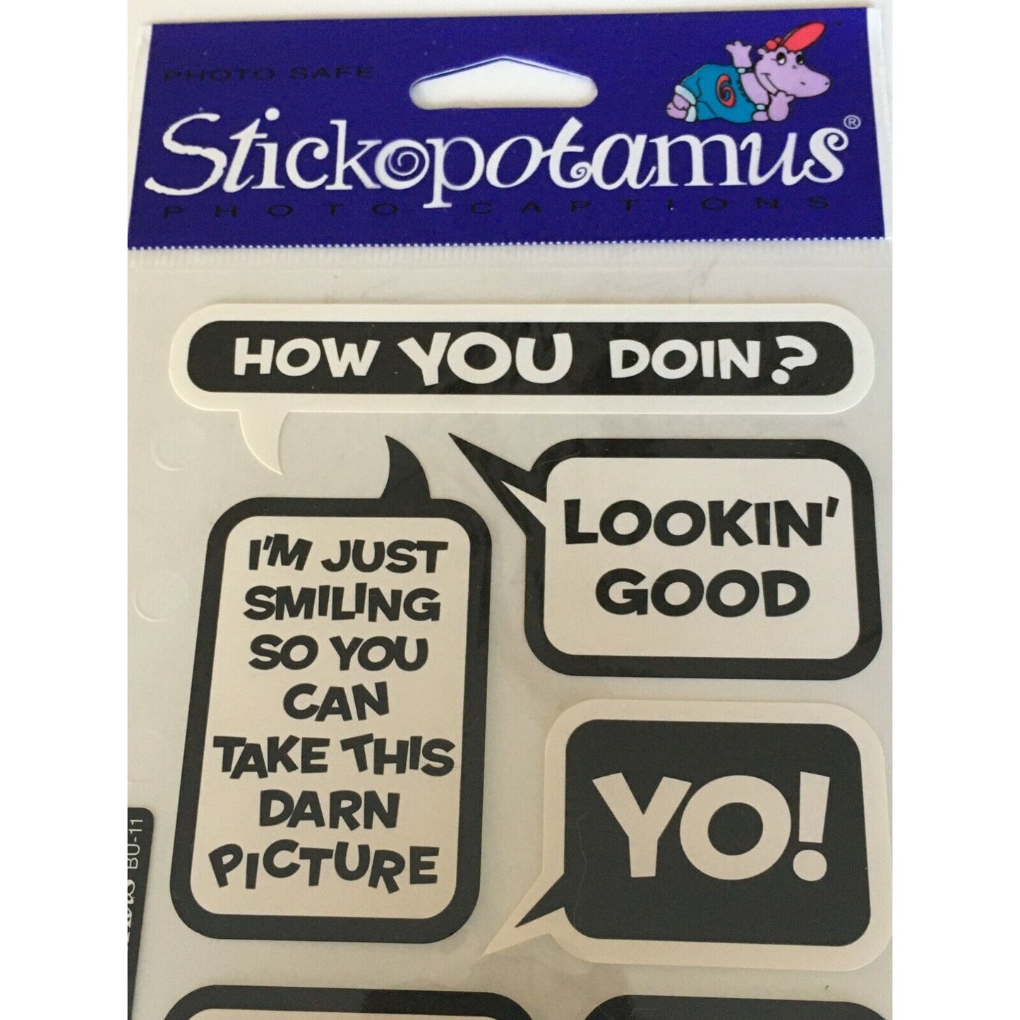Stickopotamus Stickers Sheet Captions Thought Bubbles Words Scrapbooking Crafts