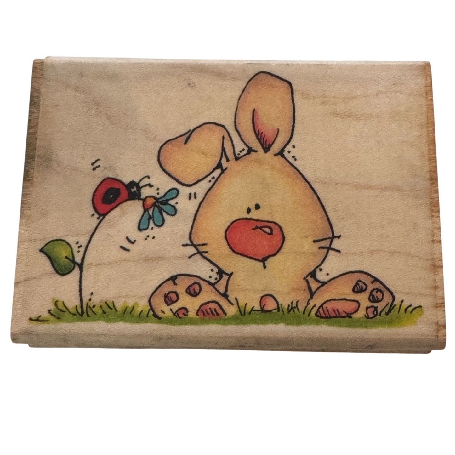 Whipper Snapper Wood Rubber Stamp Hunny Bunny Rabbit Ladybug Spring Animal CY867