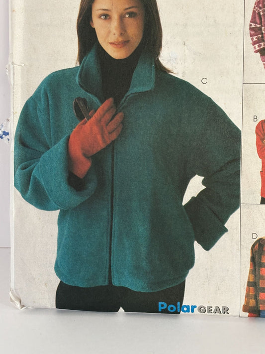 McCalls Sewing Pattern 9585 Fleece Boxy Jacket Lined Front Zipper L-XL 4-22 UC