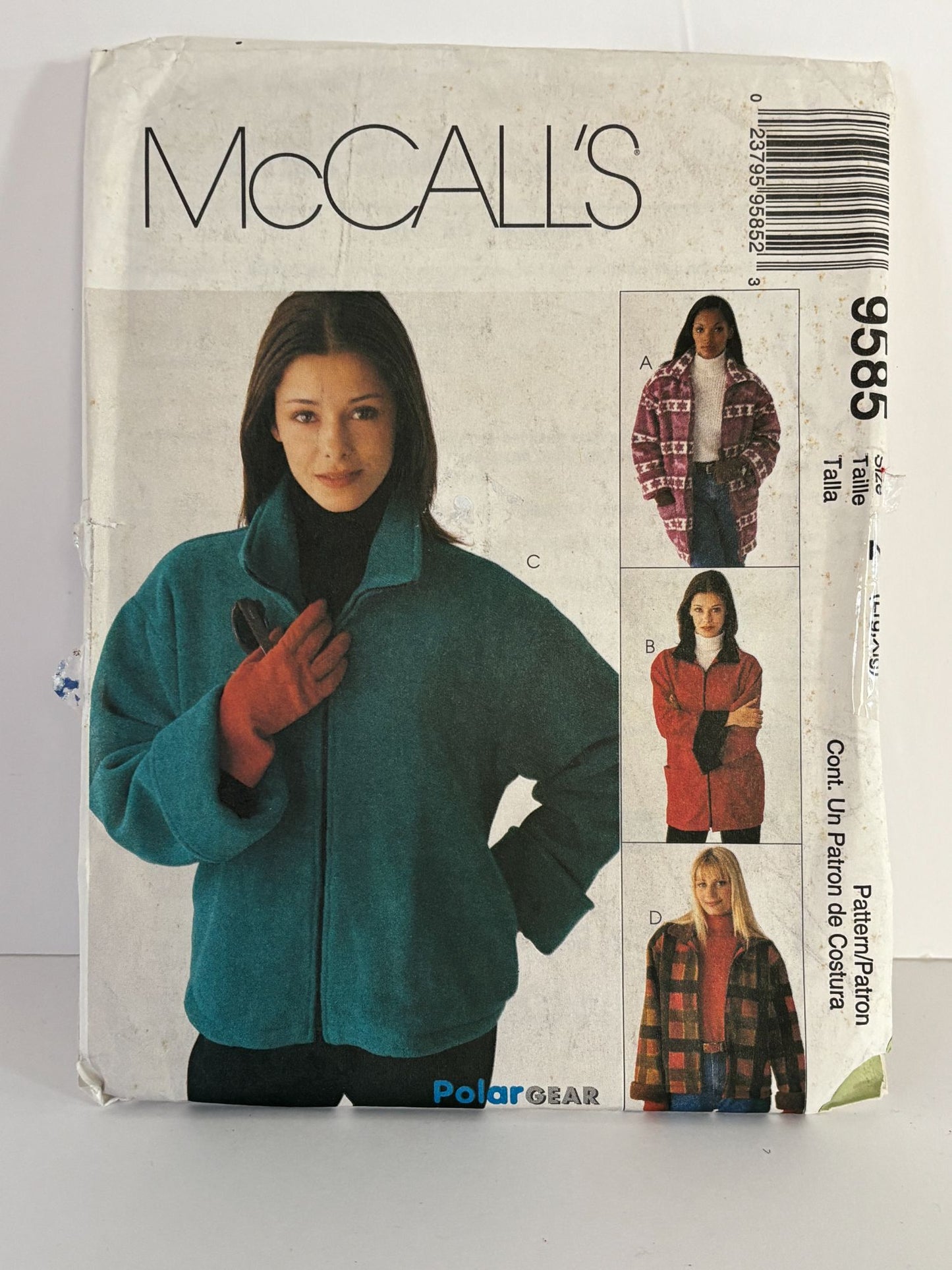 McCalls Sewing Pattern 9585 Fleece Boxy Jacket Lined Front Zipper L-XL 4-22 UC