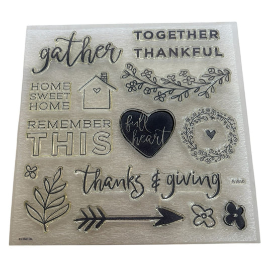 CTMH Acrylic Stamp Set Thanks and Giving October Thanksgiving Gather Together