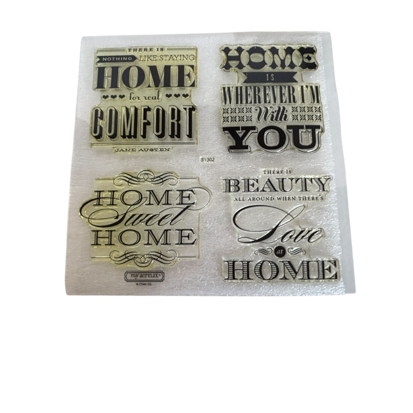 CTMH Acrylic Stamp Set Home Sweet Home Jane Austen Quote House My Acrylix S1302