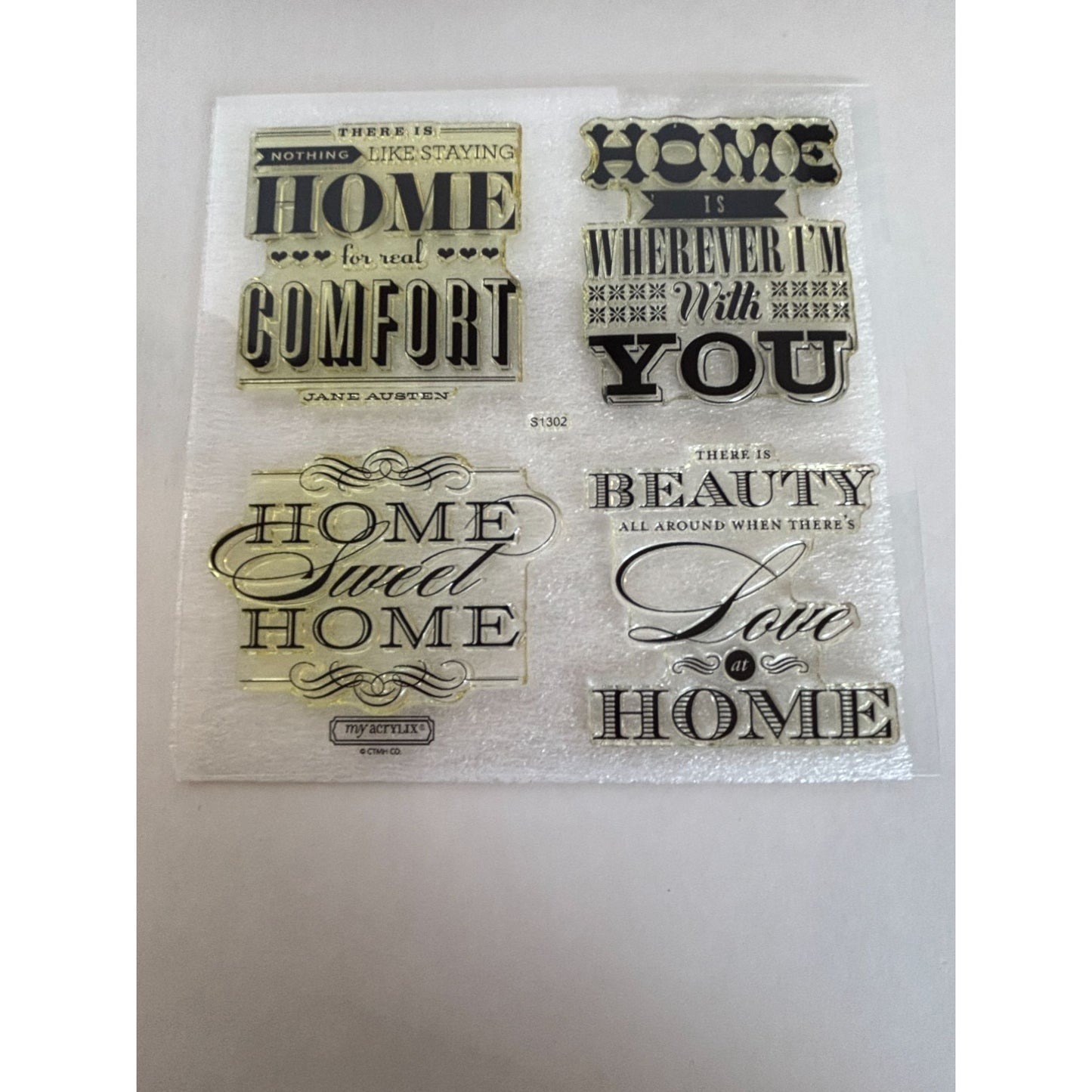 CTMH Acrylic Stamp Set Home Sweet Home Jane Austen Quote House My Acrylix S1302