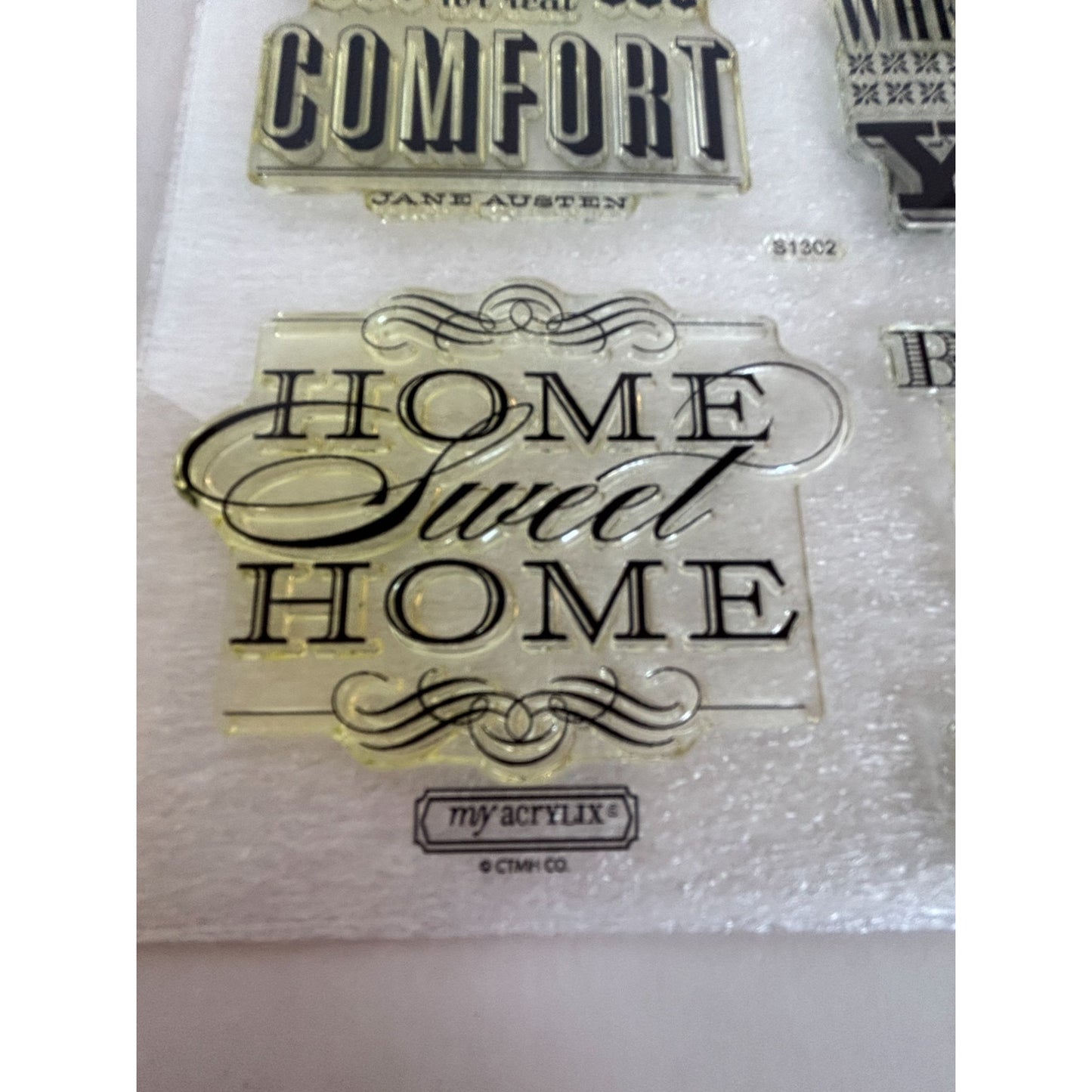 CTMH Acrylic Stamp Set Home Sweet Home Jane Austen Quote House My Acrylix S1302