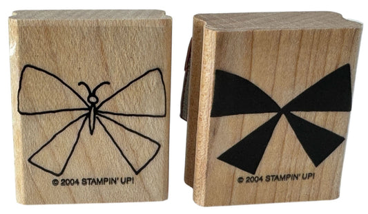 Stampin Up Rubber Stamps Butterfly Bow Nature 2 Step Spring Card Making Wooden