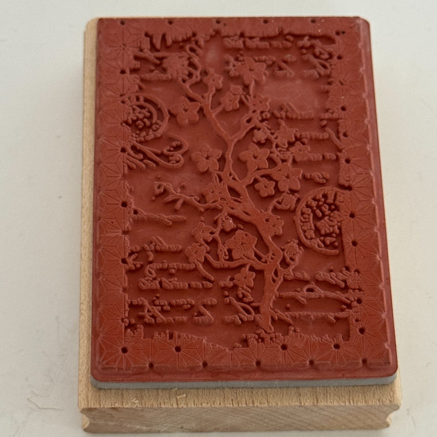 Hampton Art Rubber Wood Stamp Cherry Blossoms Branch Postmark Asian Theme Spring