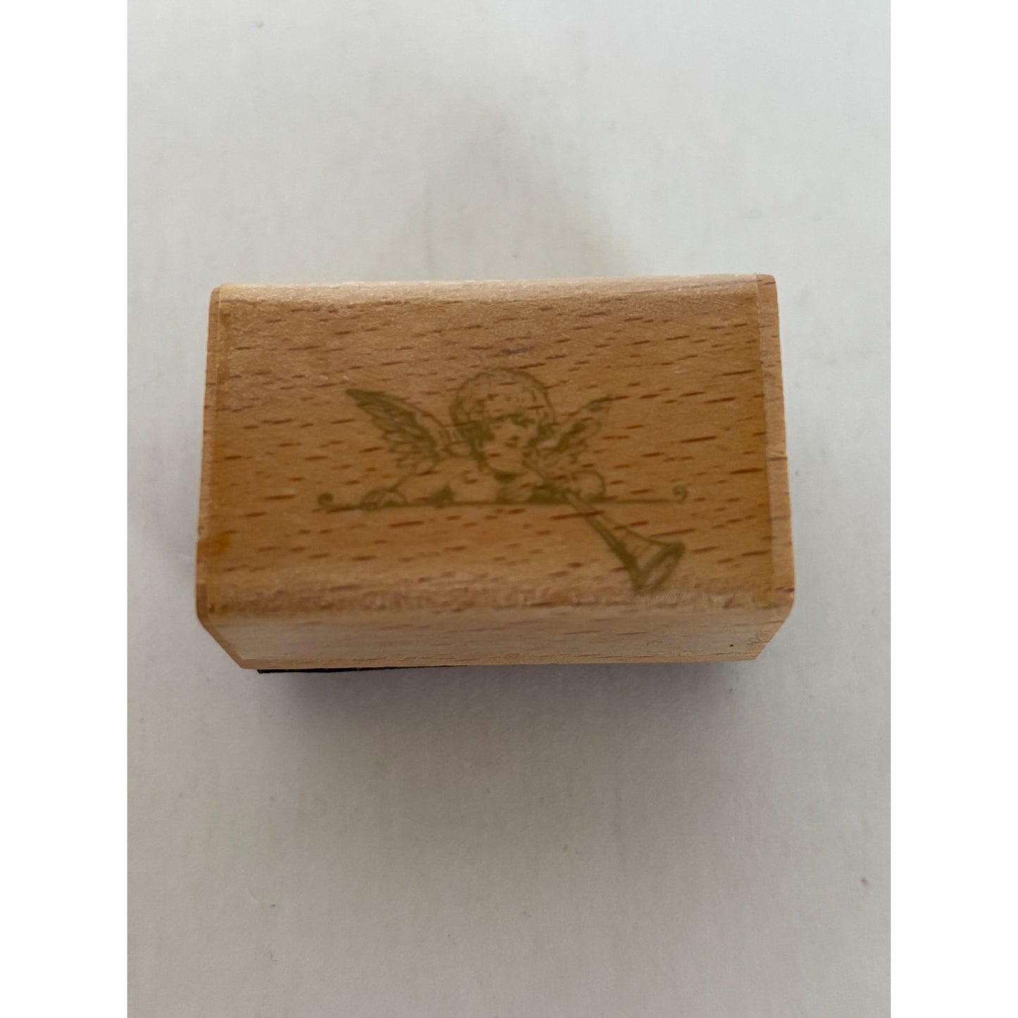 Anna Griffin Rubber Stamp Angel Playing Trumpet Christmas Gift Tag Card Making