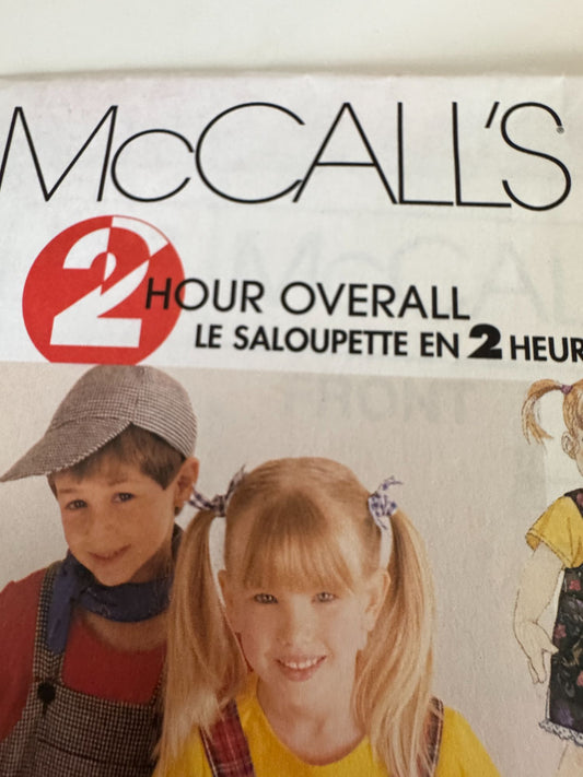 McCalls Sewing Pattern 8592 Childrens Overalls 2 Hour Boys Girls Size Small 2 4