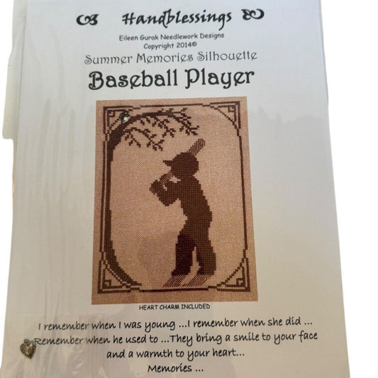 Baseball Player Cross Stitch Pattern Summer Memories Silhouette Heart Charm Boy Sports Decor