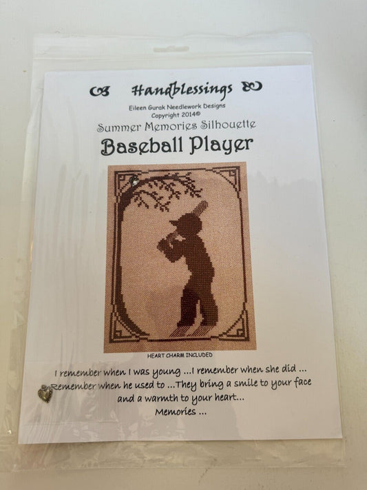 Baseball Player Cross Stitch Pattern Summer Memories Silhouette Heart Charm Boy Sports Decor